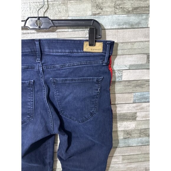 Women’s Express Denim Jeans Dark Wash Mid Rise Legging Stretch Size 12R - Picture 15 of 16